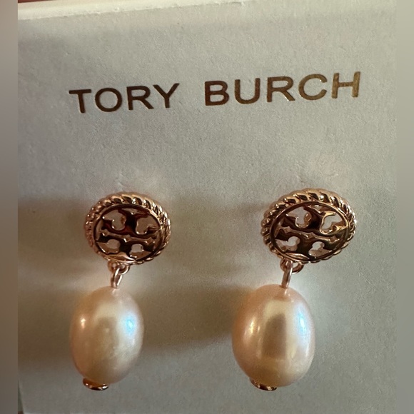 Golden with pearl earrings-Tory Burch - NWT - Picture 6 of 6